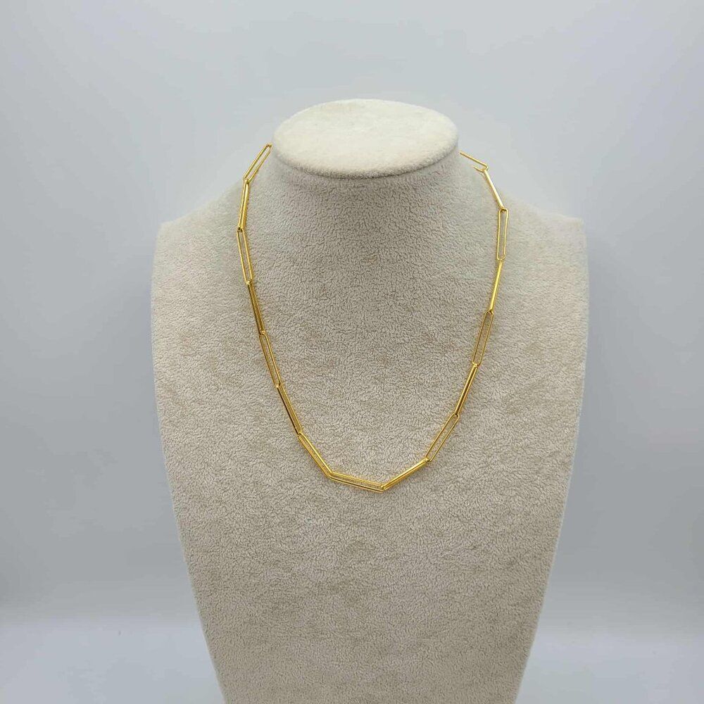J Crew Gold Tone Delicate Gold Tone Paper Clip Necklace - Picture 8 of 9